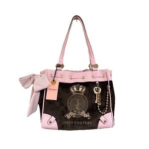 NWT Juicy Couture Juicy Lover Tote Viral Y2K Brow Pink Bow